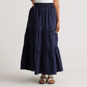 100% Organic Cotton Poplin Tiered Maxi Skirt